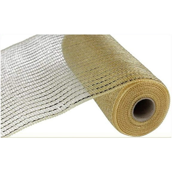 Wide Foil Deco Poly Mesh Ribbon, 10 Inches x 30 Feet Champagne, Gold Foil
