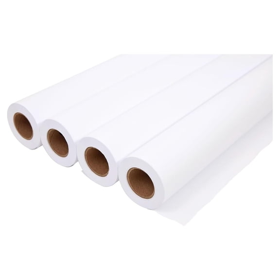 Wide Format CAD Paper 24x150ft - 4 Roll Pack - 20lb Acid-Free CAD Paper for Plotters & Large Format Printers - Engineering, Architecture & Design Bright White
