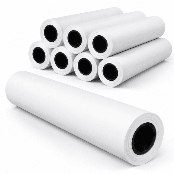 Wide Format Plotter Paper 8 Rolls, 24 In X 150 Ft, For CAD And Engineering Drawings