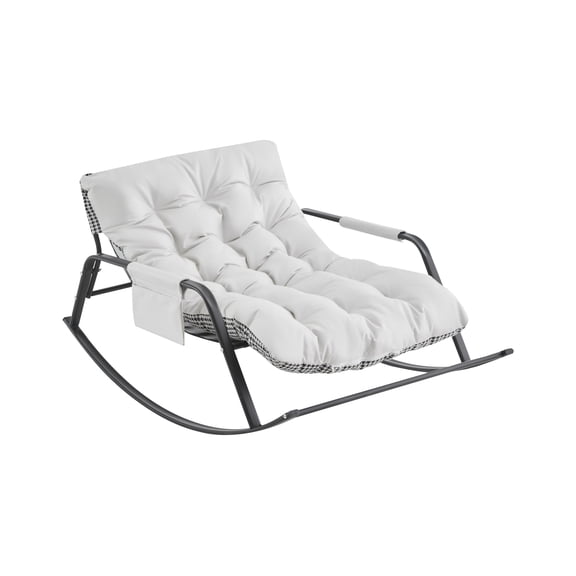 Wide Gliding Rocker- Leather & Boucle Recliner for Living Room