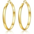 thumbnail image 1 of Wide Gold Hoop Earrings for Women,Sterling Silver Hoop Earrings Large Silver Hoop Earrings Hypoallergenic Lightweight 14K Real Gold Plated Big Hoop Earrings for Women 30/40/50/60/70mm, 1 of 4