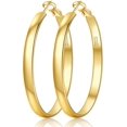 thumbnail image 1 of Wide Gold Hoop Earrings for Women,Sterling Silver Hoop Earrings Large Silver Hoop Earrings Hypoallergenic Lightweight 14K Real Gold Plated Big Hoop Earrings for Women 30/40/50/60/70mm, 1 of 4