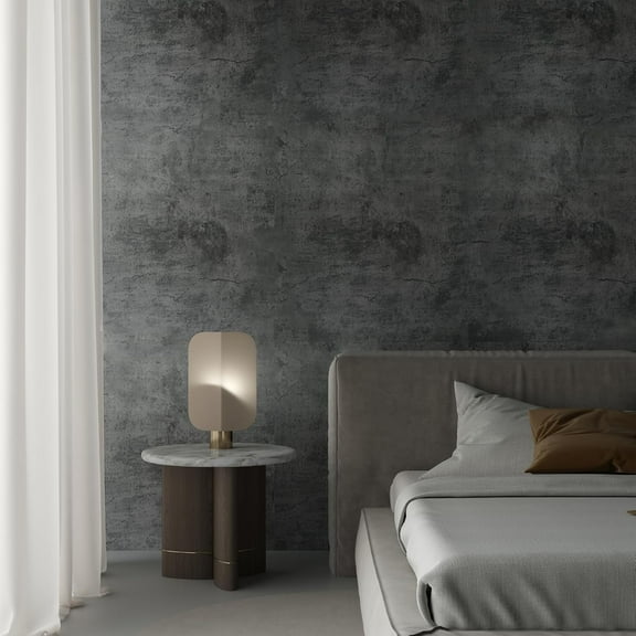 Wide Grey Concrete Wallpaper Peel Stick 24x708inch Matte Thicken Waterproof Adhesive Dark Gray Cement Textured Contact Paper Vinyl Wall Paper for Store Rental House Industrial Style Cement Gray