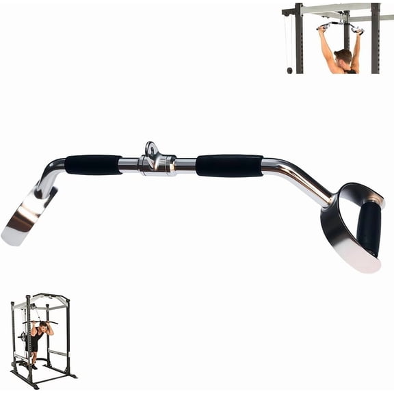 Wide Grip Lat Pull Down Bar, Press Down Bar, Cable Machine Attachment Multi Gym Attachment Solid Steel Tricep V-Bar