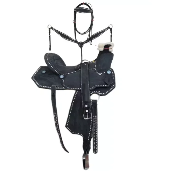 Wide Gullet Wade Tree Western Leather Horse Tack Rough out Saddle With Set .