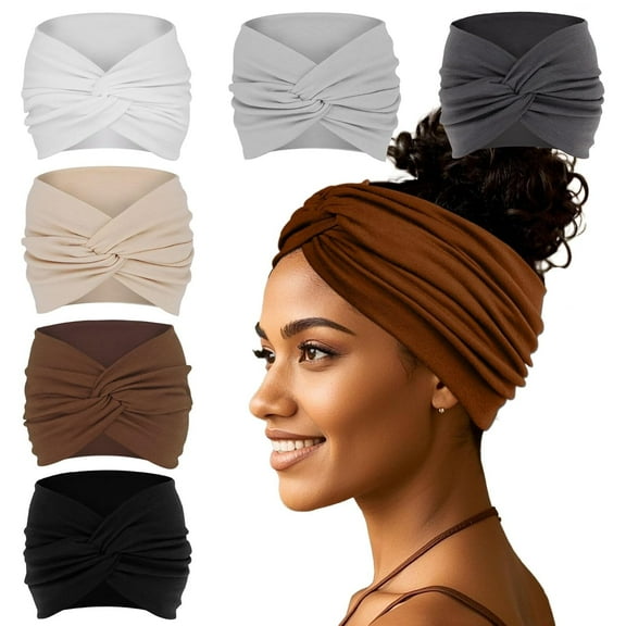 Wide Headbands For Women Extra Large Headband Twisted Knot Head Bands For Women's Hair Band Turban Accessories 6 Pack