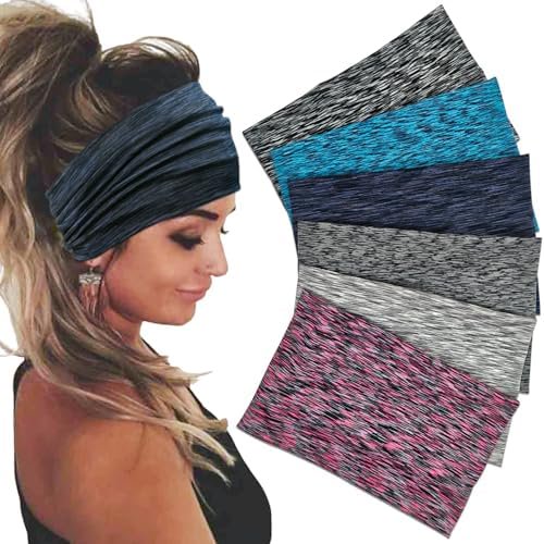 Wide Headbands For Women Stretch Headband Boho Bands Women's Hair Band Turban Workout Hairband Accessories Space Dyed 6