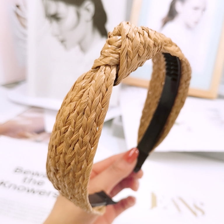 Summer Wide Headbands Amazon.com : ZAHSY Straw Knotted Headband Head Band Summer  main image 4