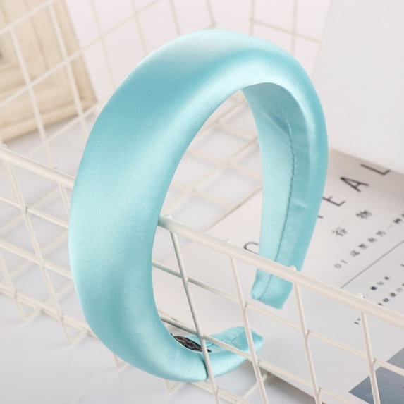 Wide Headbands for Women Candy Color Fashion Sponge Hairband Women Hair Head Hoop Satin Sweet Hair Headband headband for washing face Sky Blue One Size