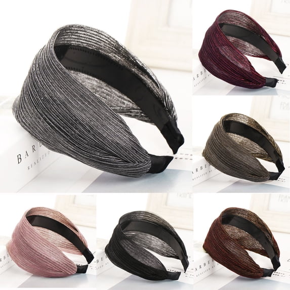 Wide Headbands for Women with Teeth Hair Band Pleated Cloth Fabric Fashion Simple Hairband Women Hair Head Hoop Girls Hair Headband headband for washing face Silver One Size