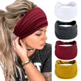 thumbnail image 1 of Wide Headbands for Women Black Stylish Head Wraps Boho Thick Hairbands Large African Sport Yoga Turban Headband Hair Accessories (Pack of 4), 1 of 12