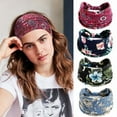 thumbnail image 1 of Wide Headbands for Women, Boho Bandeau Head Bands, Workout Head Wraps, Stretch No Slip Hair Wraps Pack of 4,a3, 1 of 7