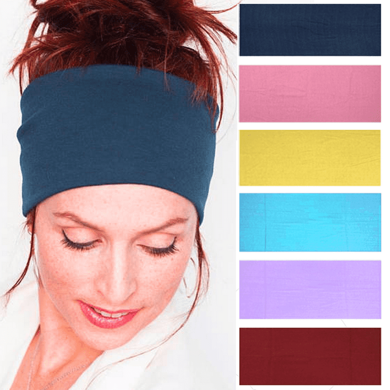 Wide Headbands for Women Head Wraps Thick Hairbands Unisex Stretch  Dreadlocks Band Open End Elastic Hair Cover 6 Packs - shape3