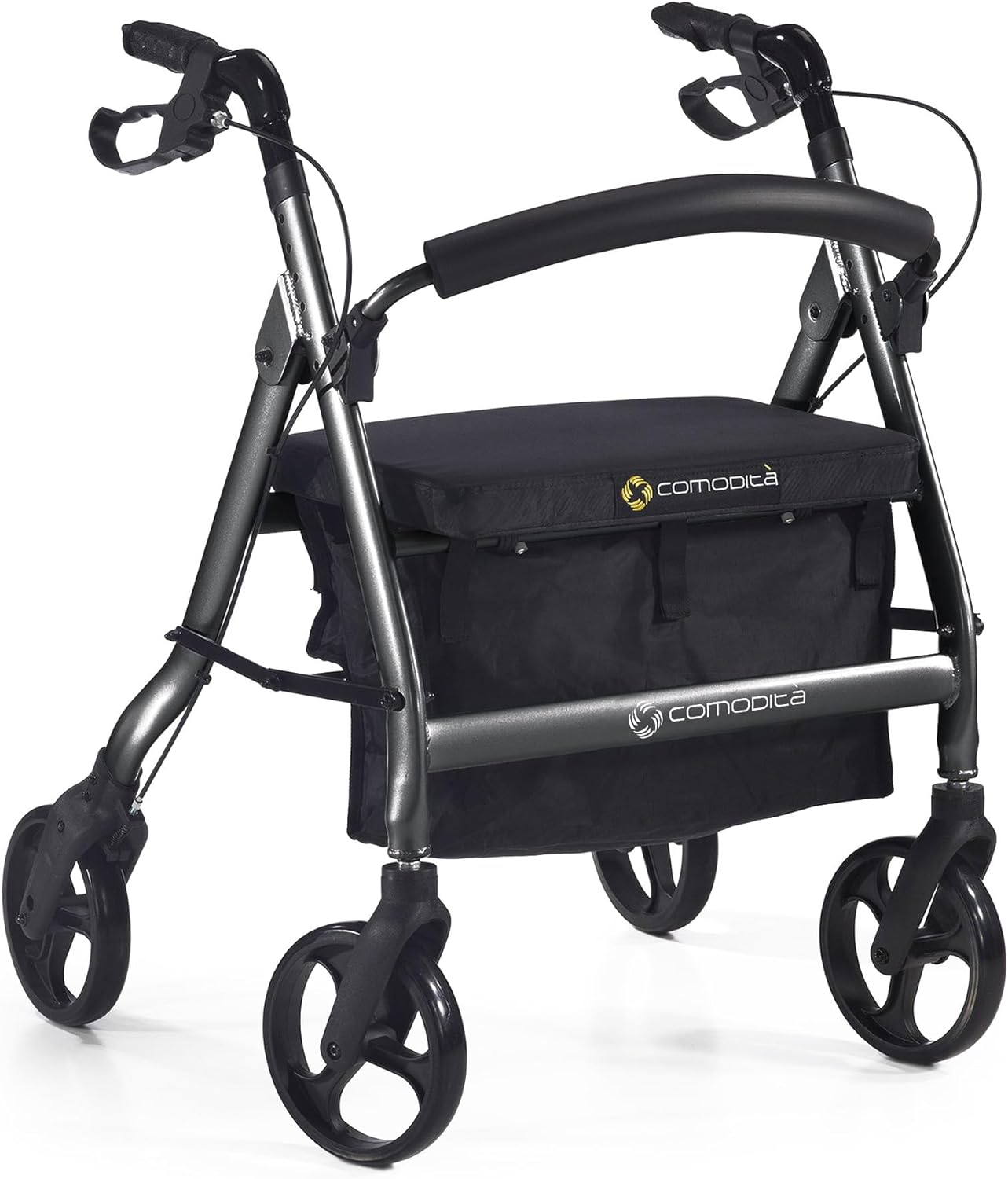 Wide HeavyDuty Rollator Walker With Seat, Wheeled Rolling Walker For