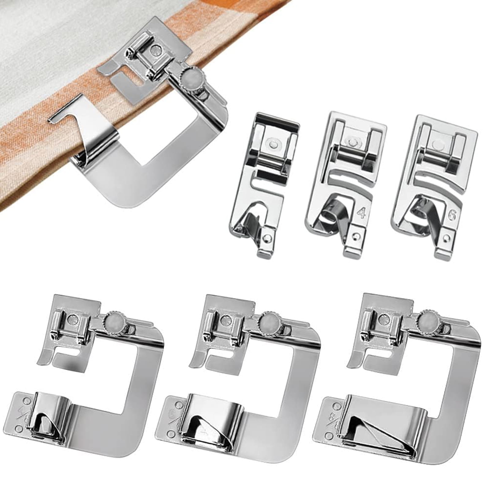 Wide Hemming Foot Set 1/2" 3/4" 1" Low Shank Presser Foot for Brother