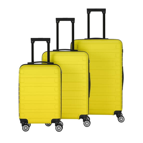 Wide Horizontal Stripe Luggage Travel 3-Piece Set Yellow