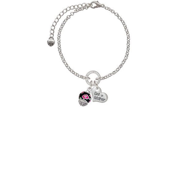 Wide Hot Pink Cheetah Print Band Spinner Godmother You Are Loved Circle Bracelet