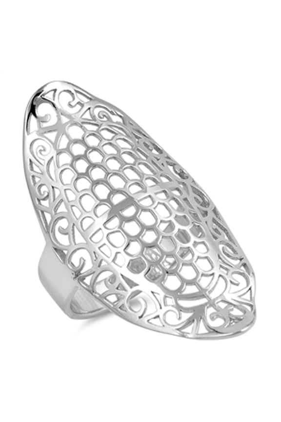 Wide Huge Filigree Vintage Victorian Style Ring Sterling Silver Band 925 Jewelry Female Male Size 12