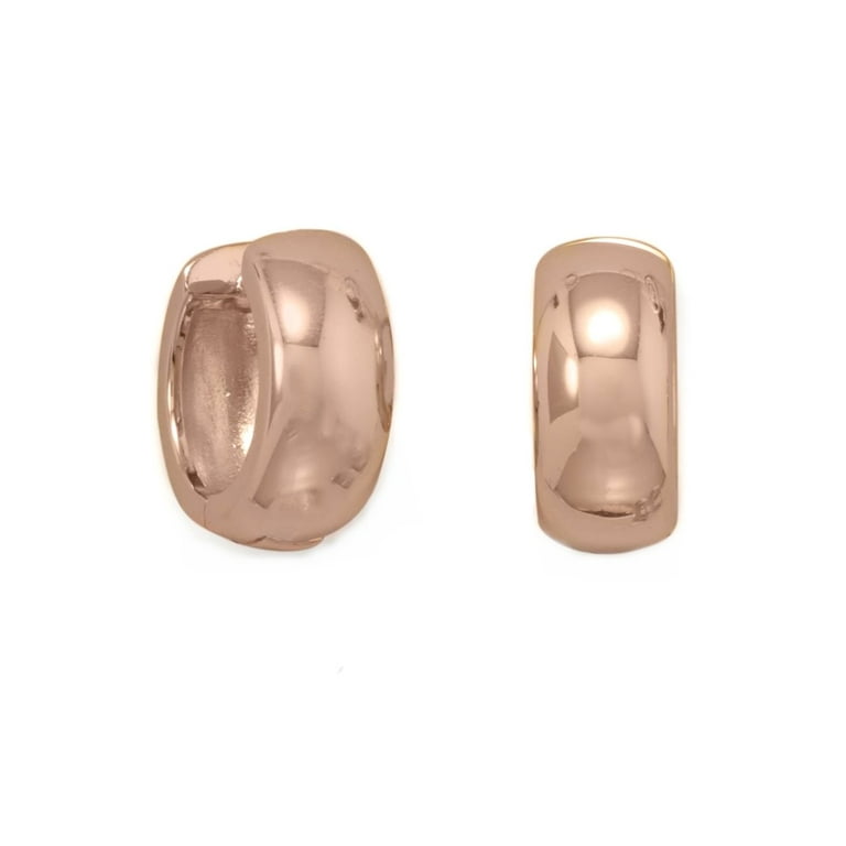 Wide Huggie Hoop Earrings 14k Rose Gold-plated Sterling Silver Wide Huggie Hoop Earrings 14k Rose Gold-plated Sterling Silver