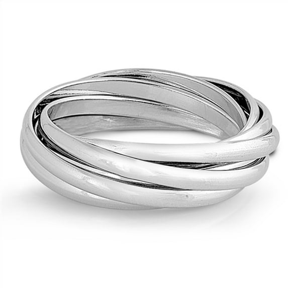 Wide Interlocking Rolling Knot 925 Ring Sterling Silver Wedding Band Jewelry Female Male Size 9