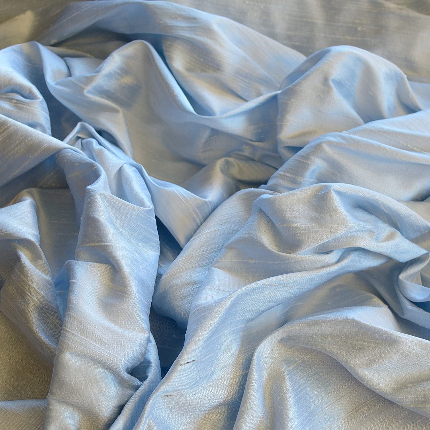 Wide - Iridescent Baby Blue Dupioni Silk, 100% Silk Fabric, By The Yard ...
