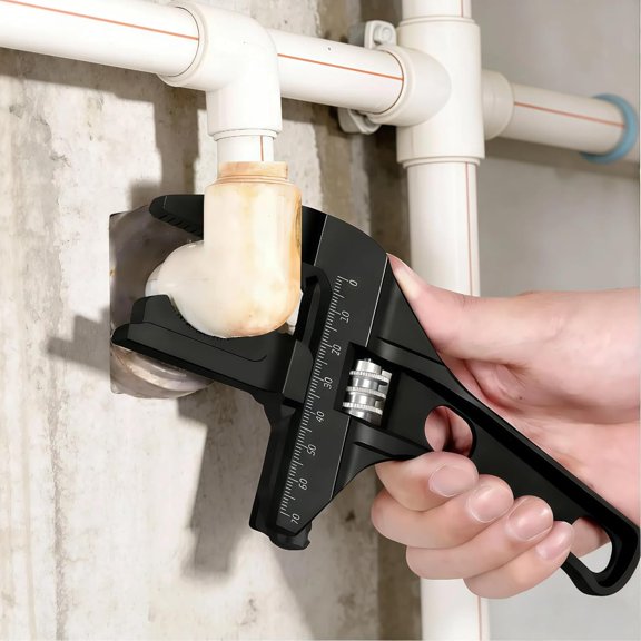 Wide Jaw Adjustable Plumbing Wrench, Large Opening Spanner Wrench 6-68mm Aluminum Alloy Plumbing Wrench for Tight Space Repair Tool for Kitchen Bathroom Pipes Nuts Bolts (Black)