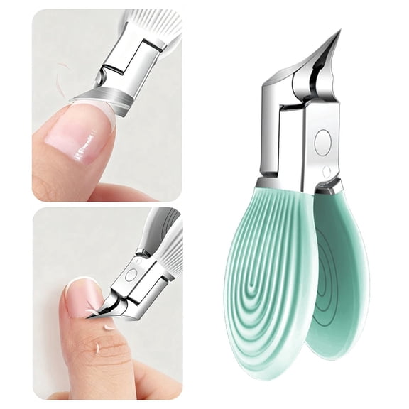 Wide Jaw Nail Clippers - Anti-Splash Slanted Curved Fingernail & Toenail Clippers for Thick & Ingrown Nails, Ergonomic Non-Slip Handle, Home & Travel Nail Trimming Tool for Adults