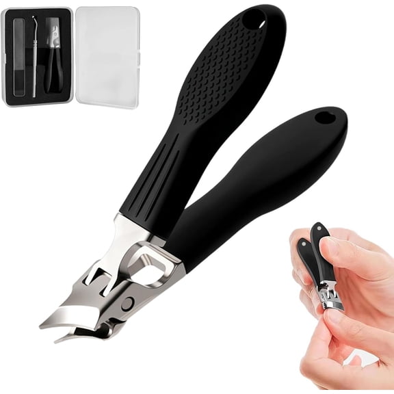Wide Jaw Opening Anti-Splash Slanted Nail Clipper 3PCS Set with Case, Household Fingernail and Toenail Clippers Set for Ingrown Nails & Thick Nails