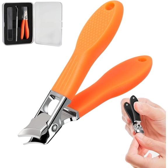 Wide Jaw Opening Anti-Splash Slanted Nail Clipper 3PCS Set with Case, Household Fingernail and Toenail Clippers Set for Ingrown Nails & Thick Nails
