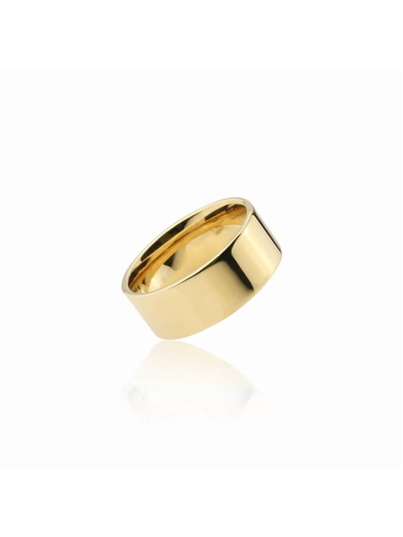 Wide Jewelry making Band 10k Yellow Gold over Silver Wide Flat Band - Unisex Ring - Men's and Women's