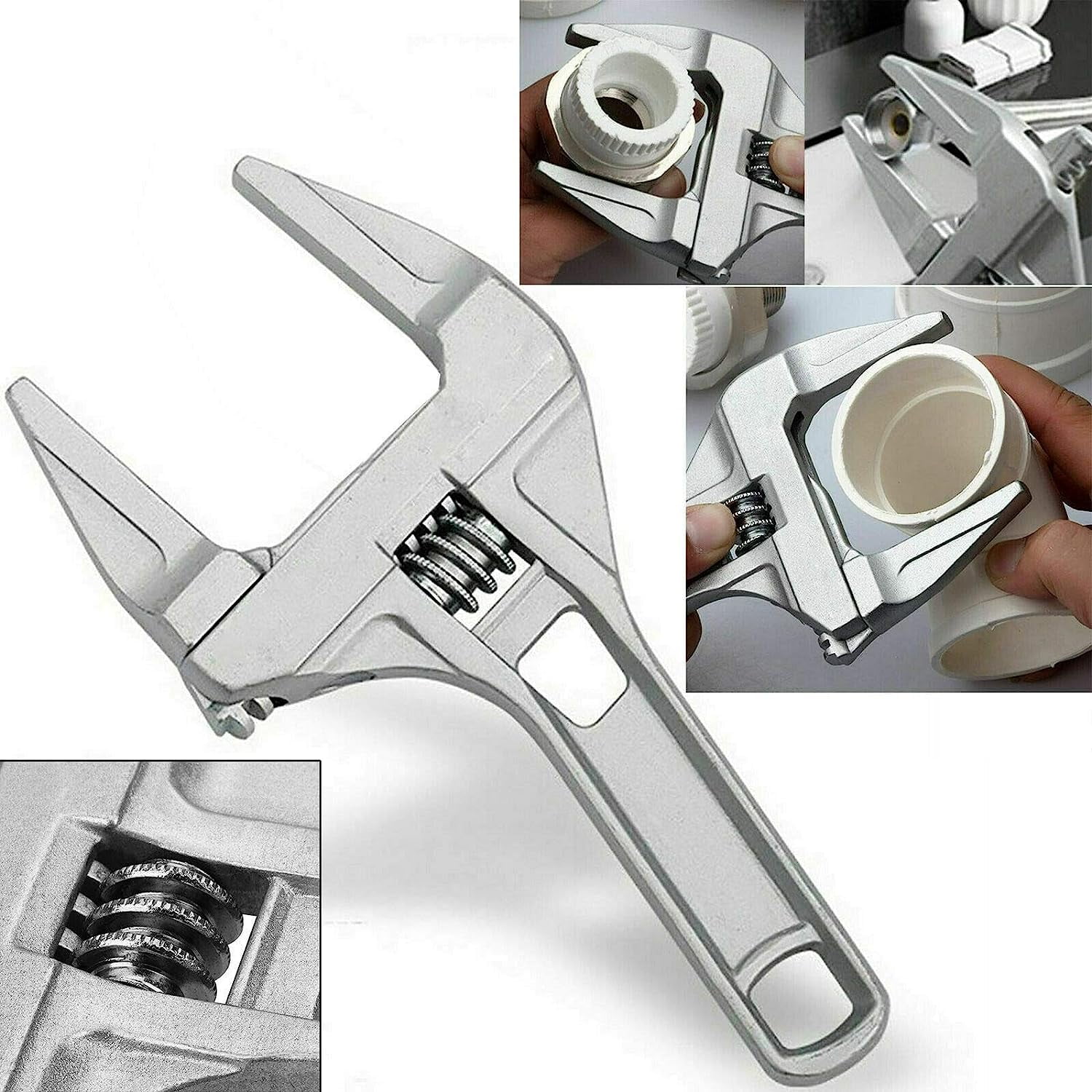 Wide & Large Adjustable Spanner  Hand Wrench  for Plumbing Fittings Equipment & Tools - 8 200mm silver) (1pc)
