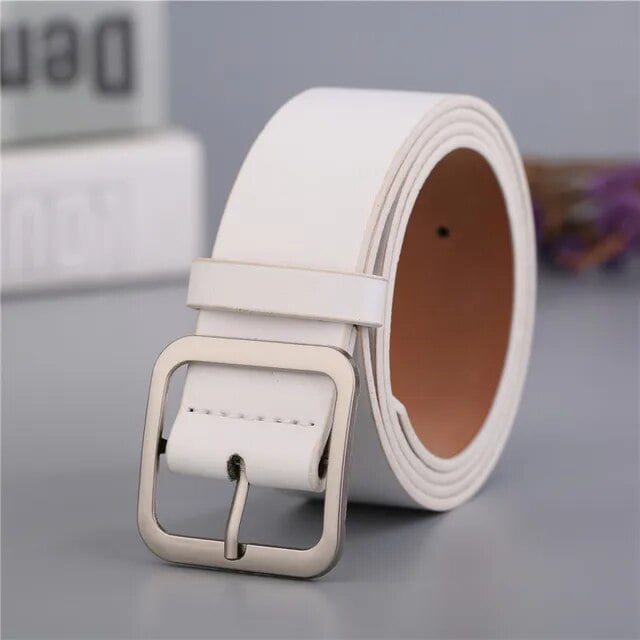 Wide Leather Waist Belt High Quality Women Square Pin Metal Buckle ...