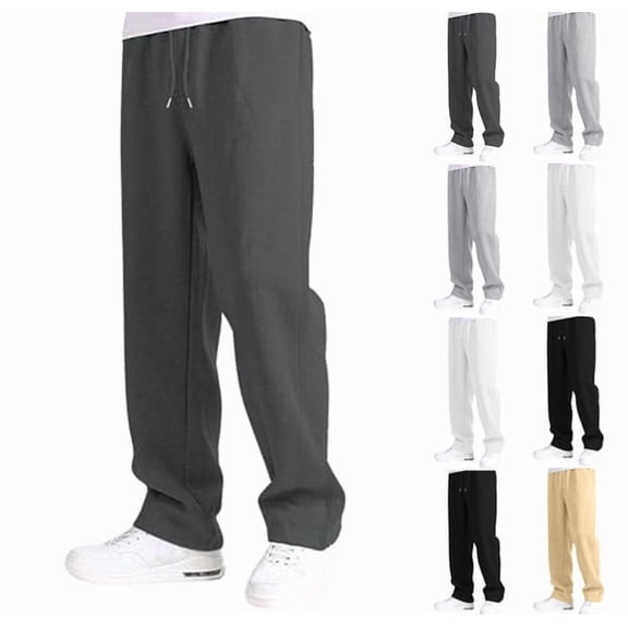 Wide Leg Baggy Cargo Sweatpants for Boys Elastic Waist Pants Open Bottom Straight Work Athletic Joggers Pants Dark Gray L