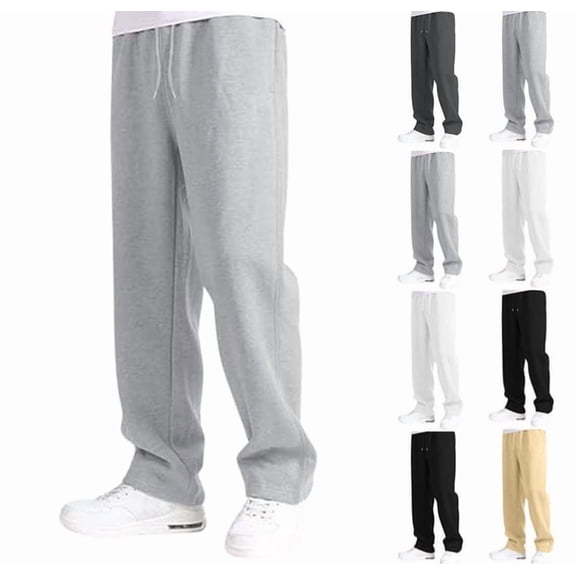 Wide Leg Baggy Cargo Sweatpants for Boys Elastic Waist Pants Open Bottom Straight Work Athletic Joggers Pants Light Gray XL