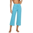 thumbnail image 1 of Wide Leg Capri Pants for Women High Waisted Cotton Linen Summer Pants Casual Drawstring Cropped Trousers with Pockets Sky Blue XL, 1 of 5