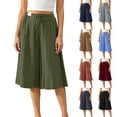 thumbnail image 1 of Wide Leg Capri Pants for Women High Waisted Drawstring Linen Palazzo Pants Pleated Loose Flowy Culottes with Pockets, S, 1 of 10