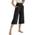 thumbnail image 1 of Wide Leg Capris for Women Plus Size Palazzo Stretch Fit Yoga Pants Loose Fit Workout Bottom, 1 of 9