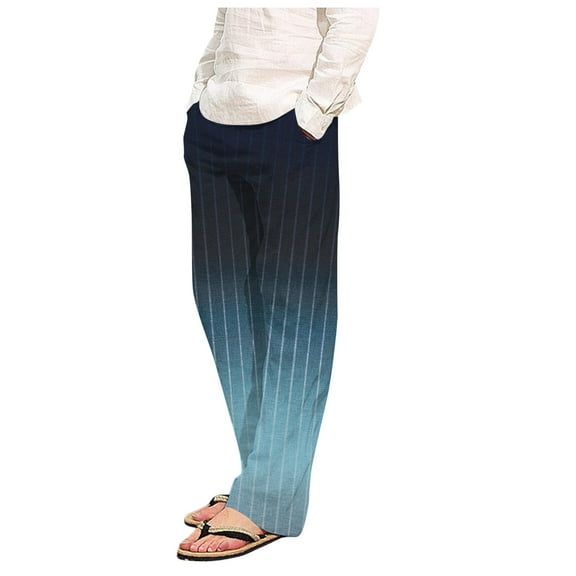 Wide Leg Cargo Pants For Men Mens Pajama Pants Relaxed Fit Gradient Color Striped Printed Soft Lounge Pants Drawstring Lightweight Cotton Sleep Pajama Pant with Pockets Cozy Lounge Jogger Pants