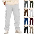 thumbnail image 1 of Wide Leg Cargo Pants for Men,Loose Straight Leg Casual Trousers with Multi Pockets for Home Loungewear, 1 of 7