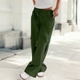 thumbnail image 1 of Wide Leg Cargo Pants for Women Women's Work Pants Mid Rise Relaxed Straight Leg Cargo Casual Trousers With Multi Pockets Green S, 1 of 5