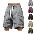 thumbnail image 1 of Wide Leg Cargo Shorts for Men Summer Casual Elastic Waist Lightweight Loose Baggy Shorts with Pockets, 1 of 4