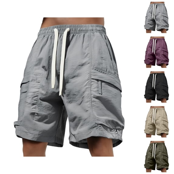 Wide Leg Cargo Shorts for Men Summer Casual Elastic Waist Lightweight Loose Baggy Shorts with Pockets