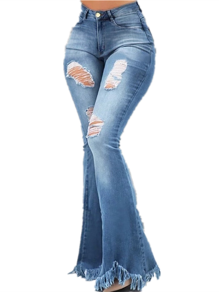 Wide Leg Denim Pants Women Casual Trumpet Leg Jeans