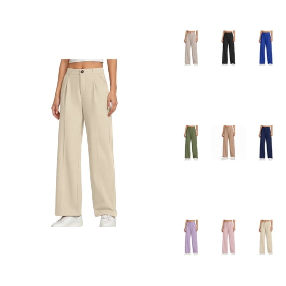 Wide Leg Dress Pants for Girls – School Uniform Khaki Pants, Preppy Fashion, Sizes 5-14 Years