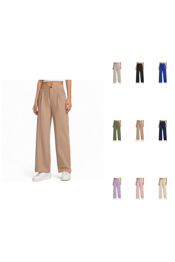 Wide Leg Dress Pants for Girls – School Uniform Khaki Pants, Preppy Fashion, Sizes 5-14 Years