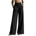 thumbnail image 1 of Wide Leg Dress Pants for Women High Waisted office Work Trousers Business Casual Slacks Flowy Palazzo Pant Black L(L), 1 of 7