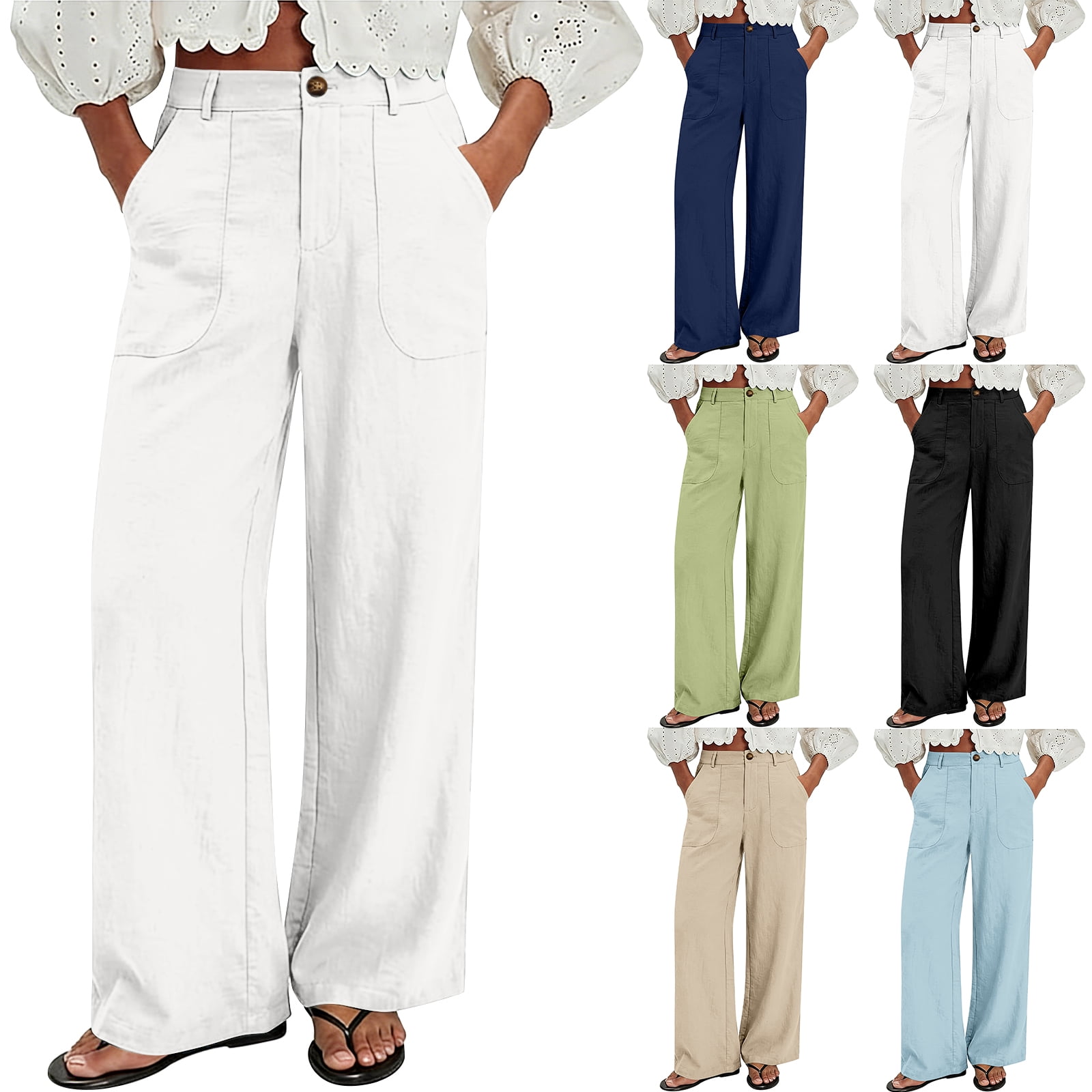 Wide Leg Dress Pants for Women Pull on Elastic Stretchy Work Pants