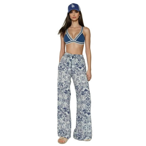 Printed Wide Leg Pants with Drawstring