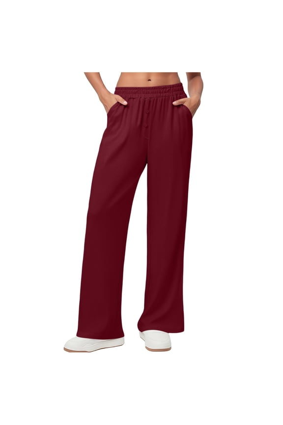 Wide Leg Elastic Waist Trousers for Women Lightweight Flowy Palazzo Pants Button Fly Loose Bottoms Lounge Summer Streetwear