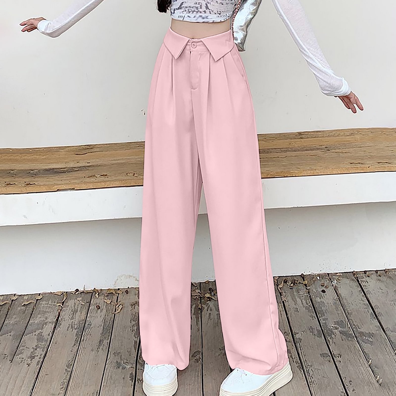 Casual Loose Wide-Leg High-Waisted Straight Pants